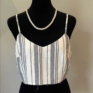 Striped navy blue and White Women's Top
